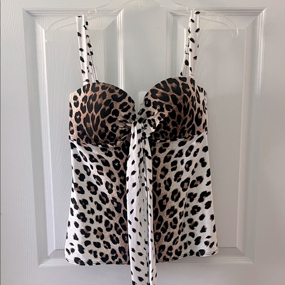 Coco Reef Brown  and White animal print Swim Top Size 32/34C - Picture 1 of 8